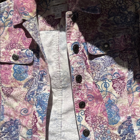 Christopher & Banks Floral Corduroy Jacket - Pink, Blue, Purple - Picture 4 of 4